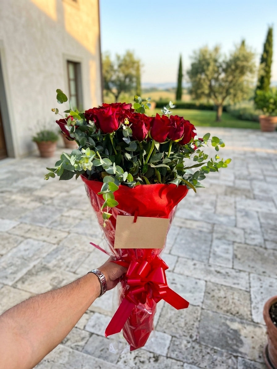 12 Rose Rosse a Gambo Lungo