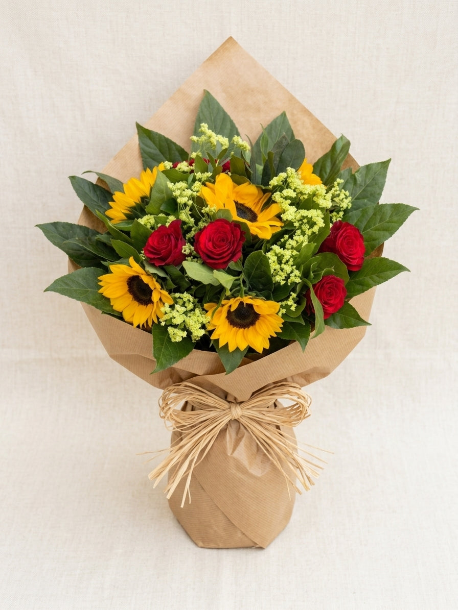 Bouquet Raggio di Sole & Rose Rosse
