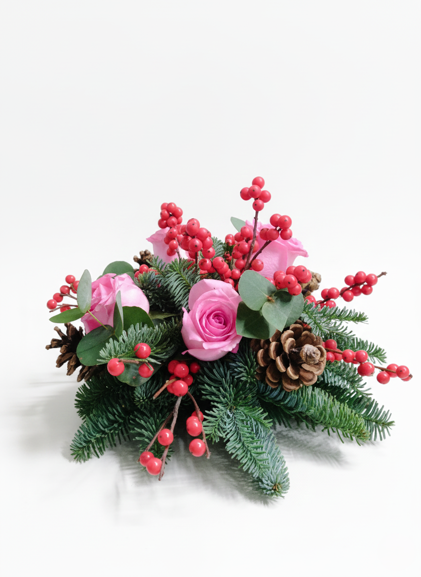 Centrotavola Con Rose Rosa