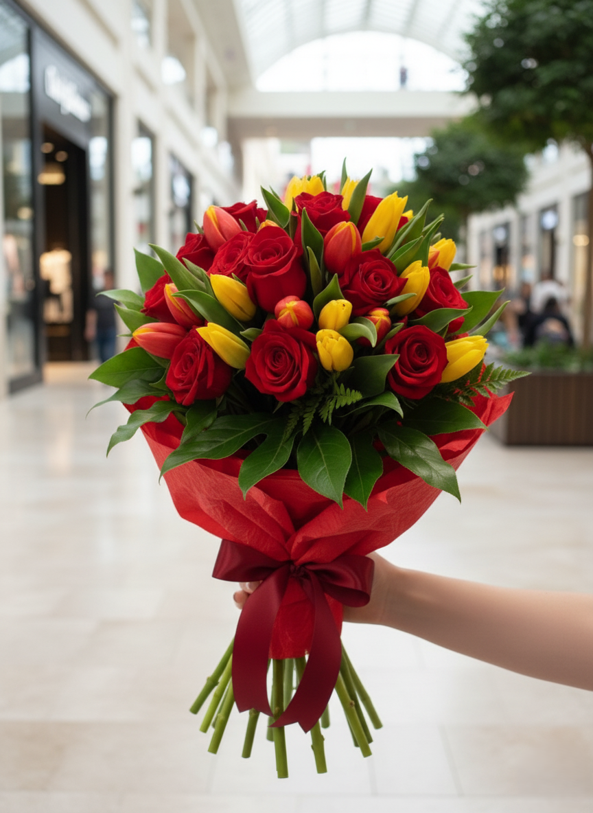 Bouquet Rose Rosse e Tulipani