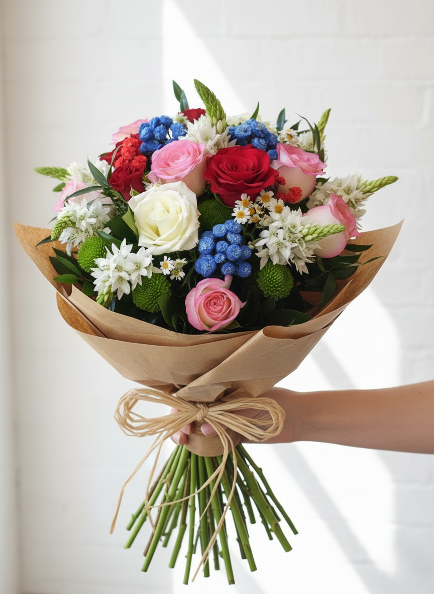Bouquet Misto di Rose e Fiori di Campo