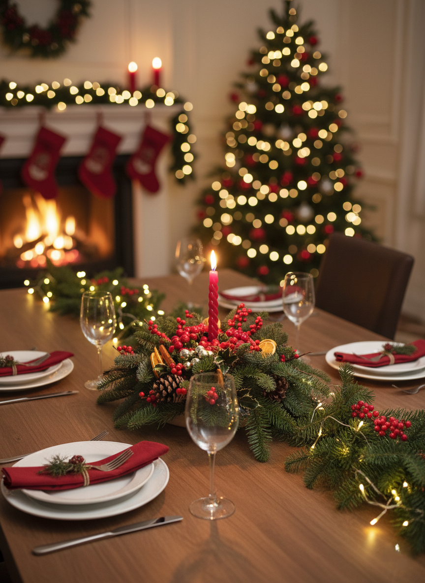 Centrotavola Natalizio "Incanto Naturale" con Candela e Spezie