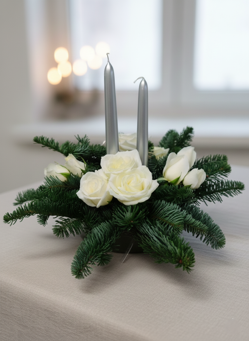 Centrotavola 'Pino e Rose'