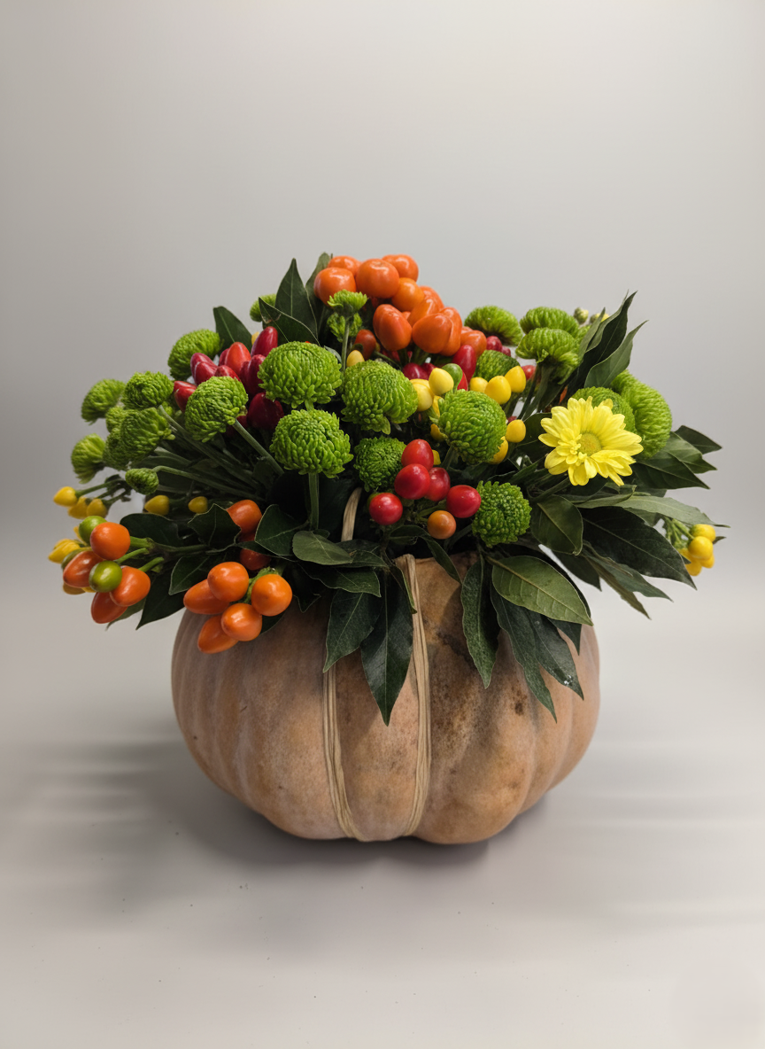 Composizione Autunnale in Zucca Naturale