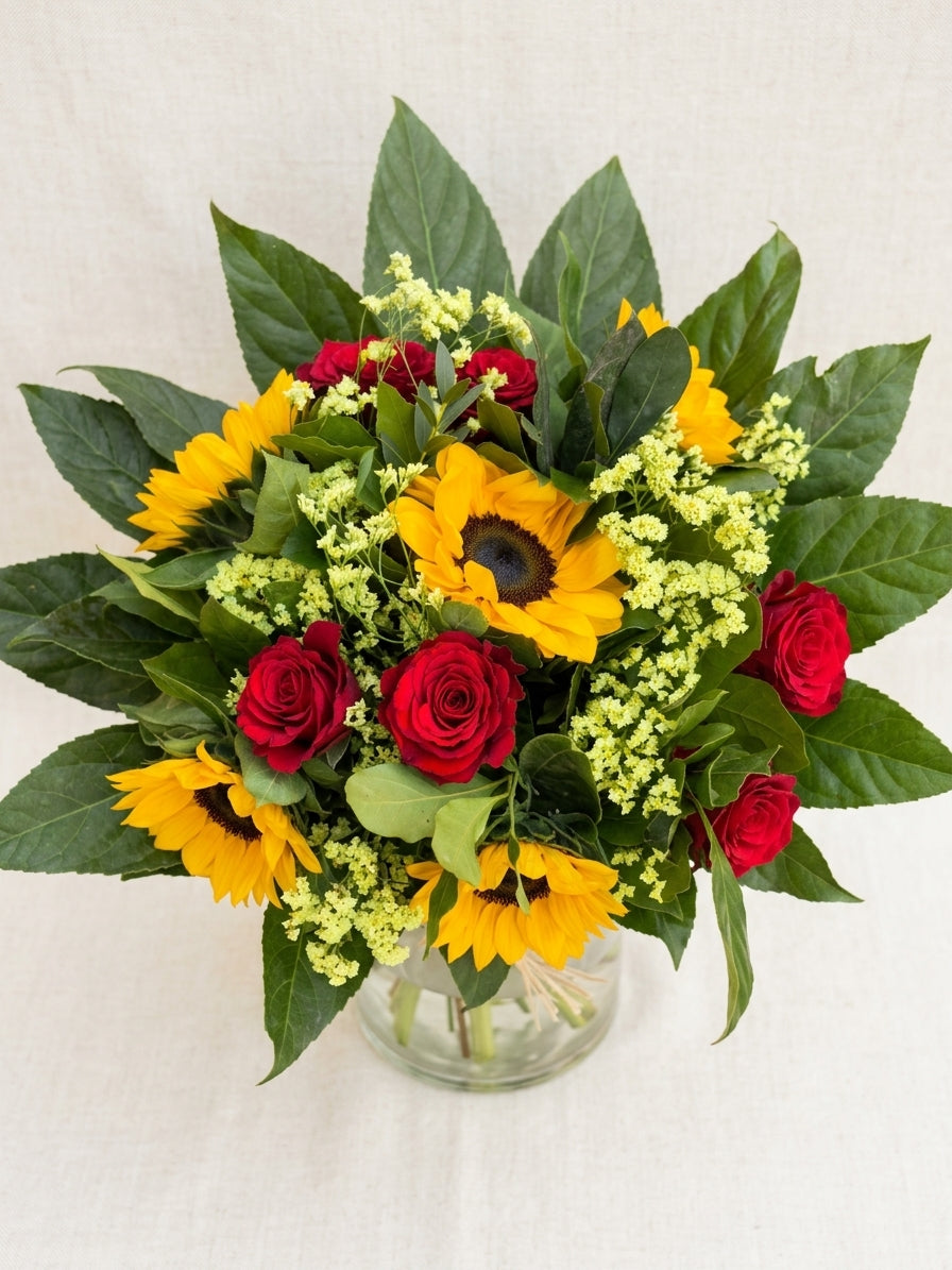 Bouquet Raggio di Sole & Rose Rosse