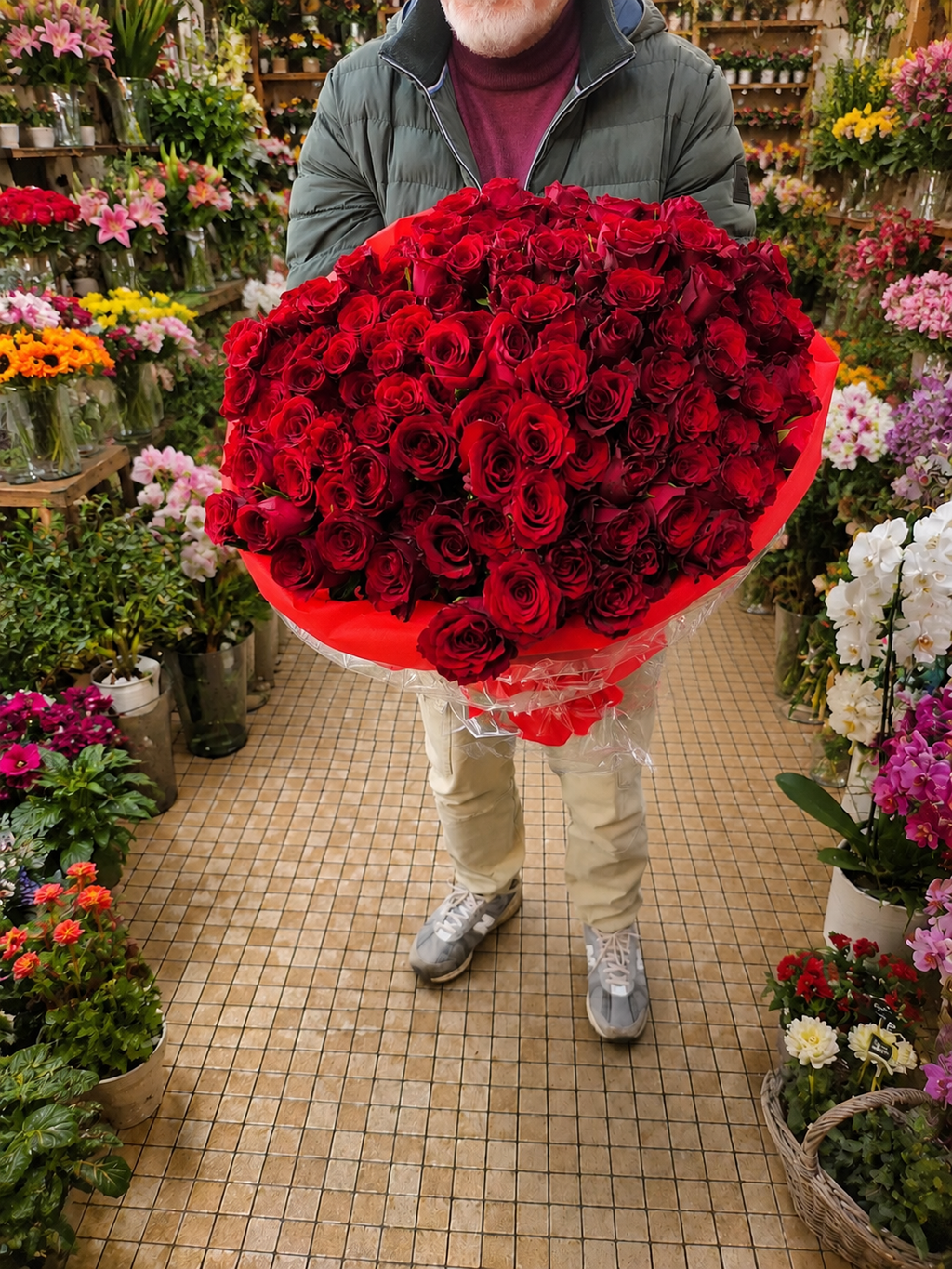Bouquet Gigante "Passione Infinita" – 150 Rose Rosse Medie